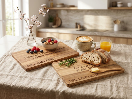 Frühstücksbrettchen mit inspirierendem Spruch - Akazienholz